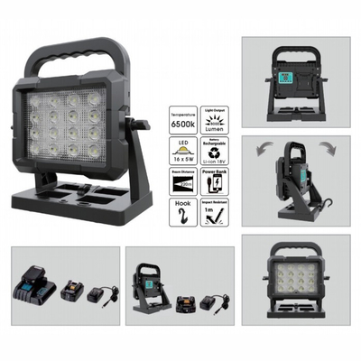 ثلاثي الأقدام مثبت 80W قابلة لإعادة الشحن الضوء LED العمل عالية الضوء مع بطارية أداة الطاقة 18V