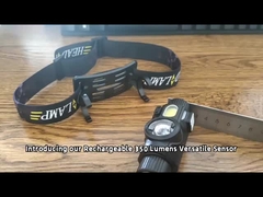 مصباح رأس قابل لإعادة الشحن ومشعّل الحركة مصباح مشعل متعدد الاستخدام مع شريط جيب مغناطيسي